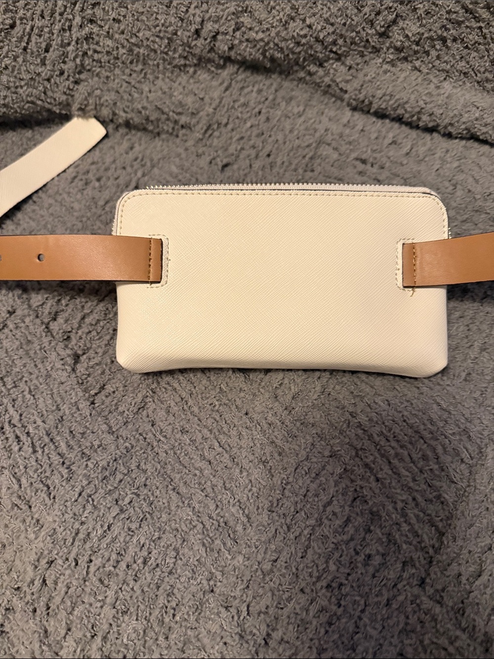 Neutral Cream Leather Belt Bag with Gold Accent - Picture 5 of 5